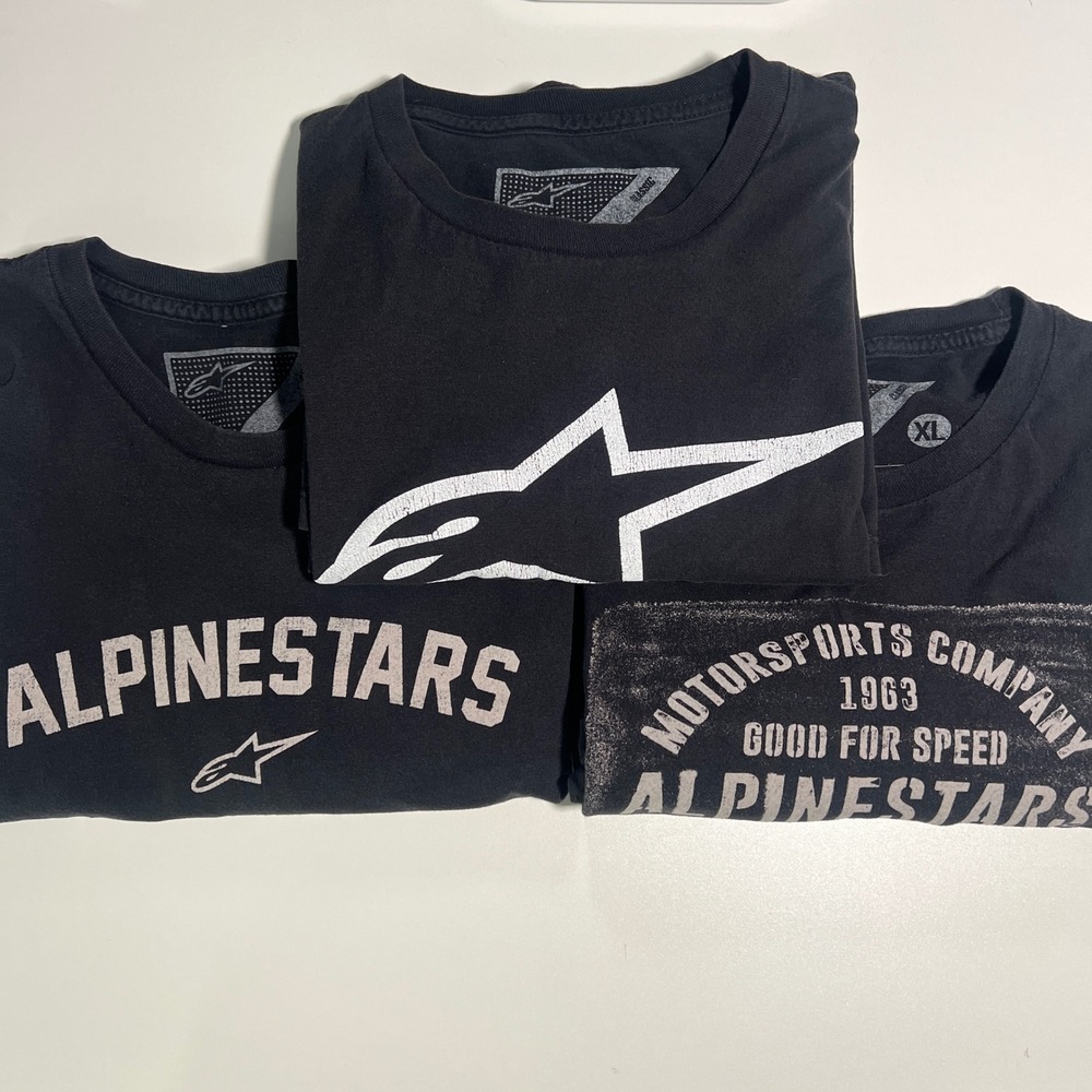 Alpinestars Lot of 3 Graphic T-Shirts Men's XL Black Grunge moto Y2K *read